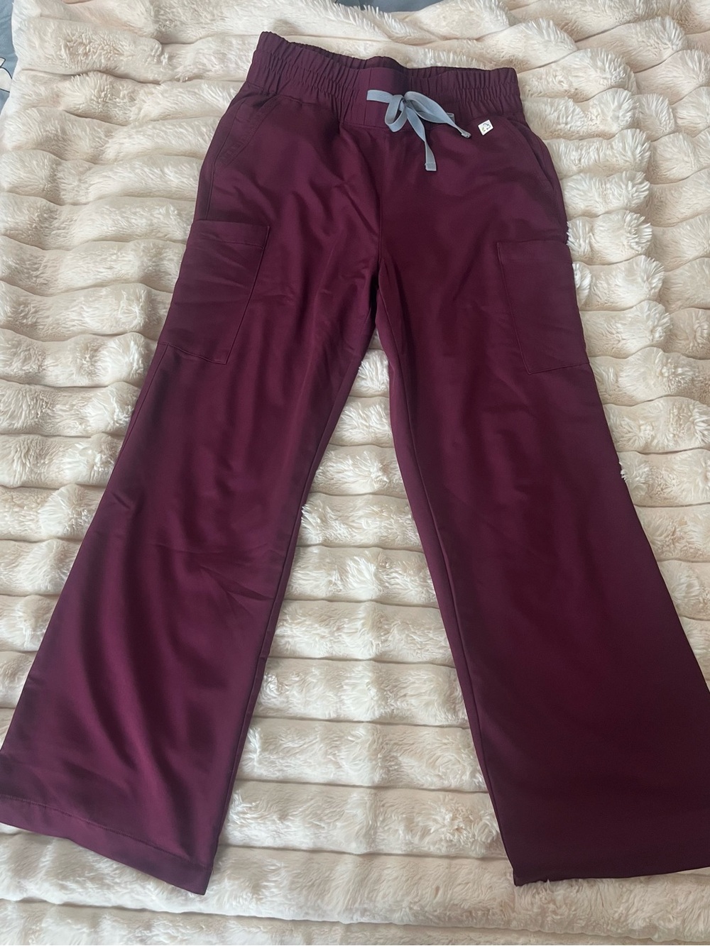 Women's Maroon Drawstring Wide-Leg Pants